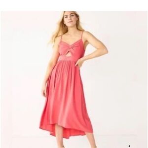Nine West Coral Twist-Front High-Low Midi Dress